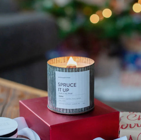 SPRUCE IT UP rustic tin candle