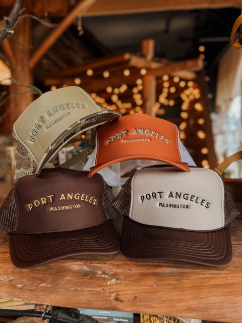 PORT ANGELES embroidered trucker hat