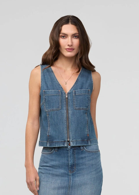 BLUE ASH denim zip vest