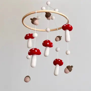 MUSHROOM & ACORN baby mobile