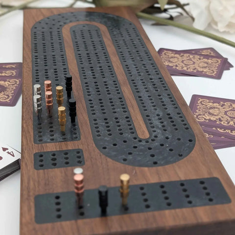 ONYX & WALNUT deluxe cribbage board
