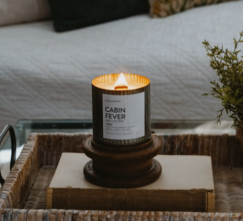 CABIN FEVER rustic tin candle