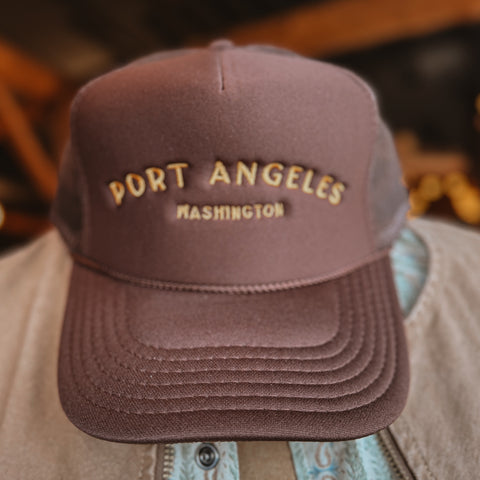 PORT ANGELES embroidered trucker hat