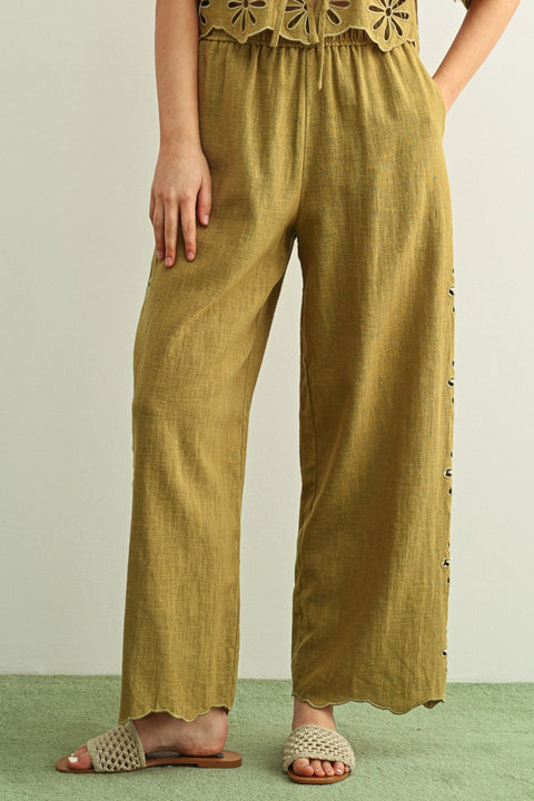 OLIVE TREE eyelet pants
