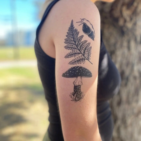 AMANITA & FERN temporary tattoo