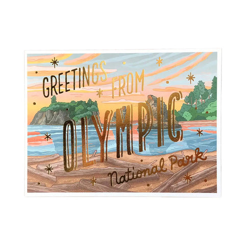 OLYMPIC GREETINGS foil postcard