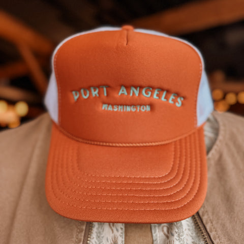 PORT ANGELES embroidered trucker hat