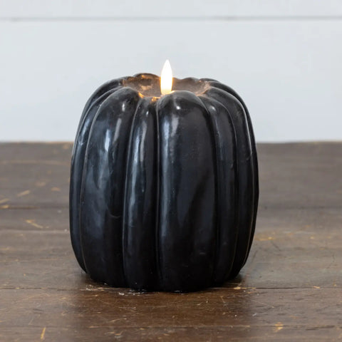 FLICKER faux-flame pumpkin candle