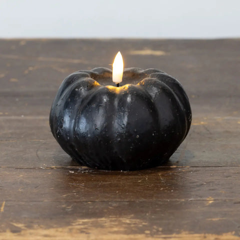 FLICKER faux-flame pumpkin candle