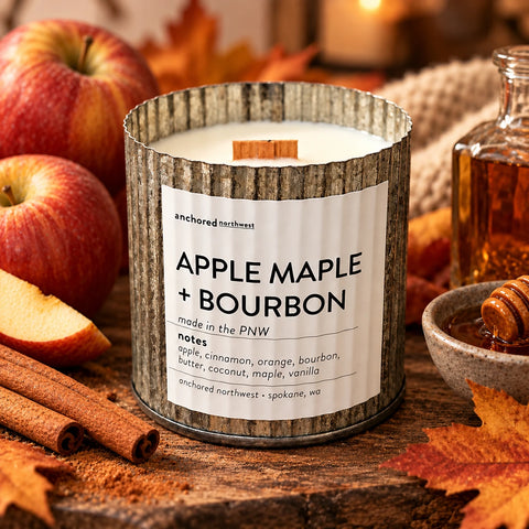 APPLE MAPLE BOURBON rustic tin candle