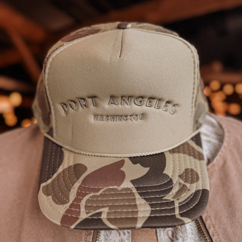 PORT ANGELES embroidered trucker hat