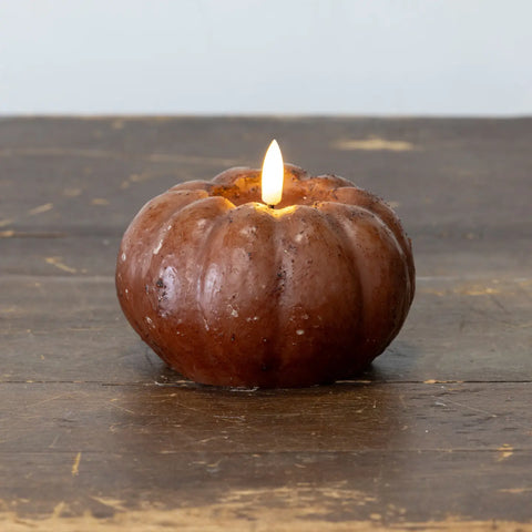 FLICKER faux-flame pumpkin candle