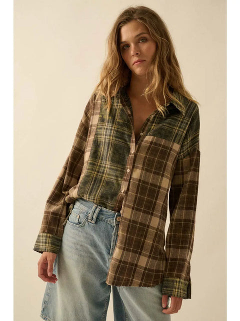 OAK STREET colorblock flannel