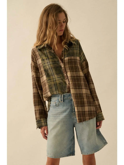 OAK STREET colorblock flannel