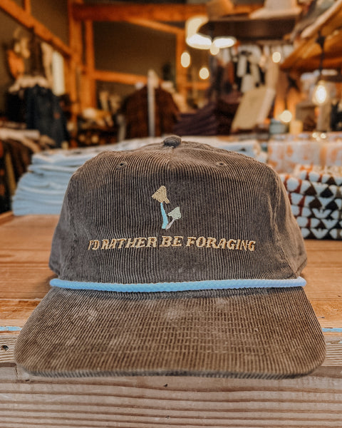 I’D RATHER BE FORAGING corduroy hat