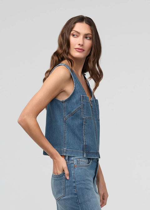 BLUE ASH denim zip vest