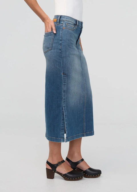 HEM denim slit skirt