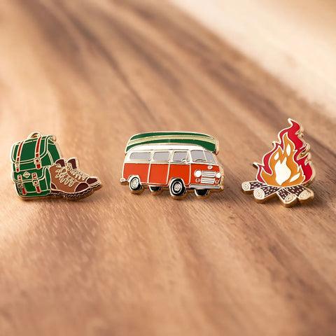 CAMPING enamel pin set