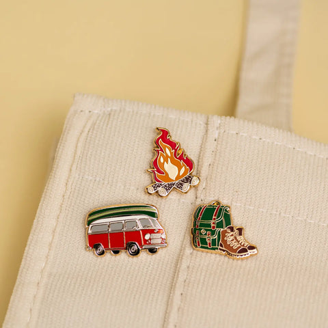CAMPING enamel pin set