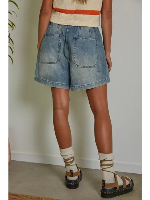 TRAILBLAZER denim drawstring shorts
