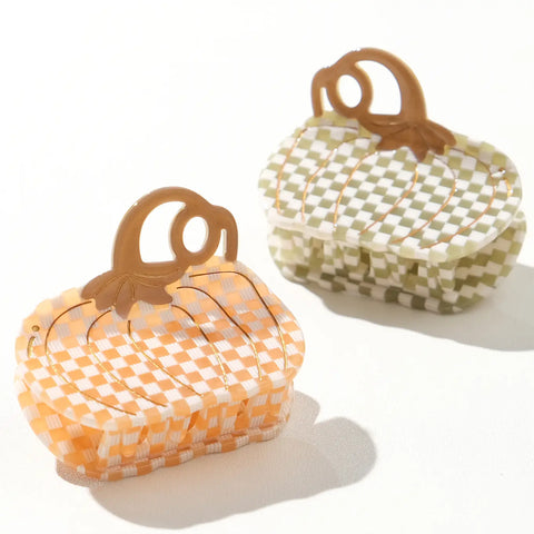 GINGHAM PUMPKIN claw clip