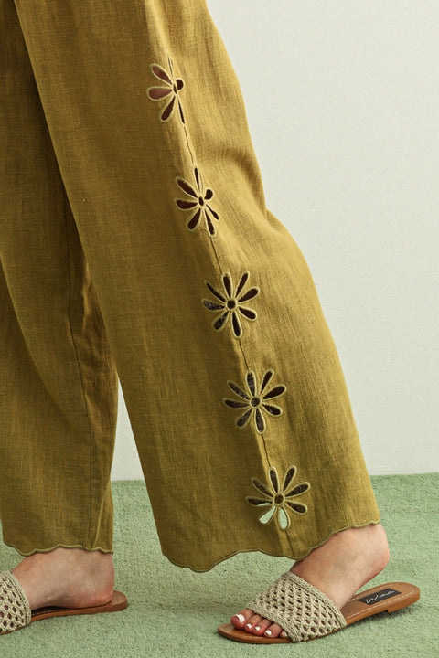 OLIVE TREE eyelet pants