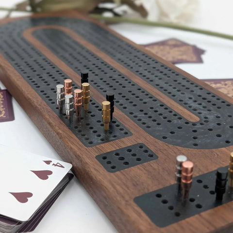 ONYX & WALNUT deluxe cribbage board
